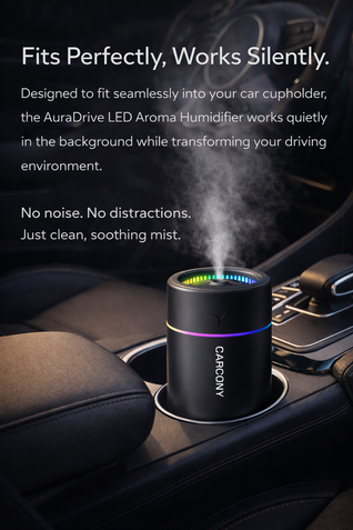 AuraDrive LED Aroma Humidifier – Portable Ultrasonic Car Air Diffuser with Ambient RGB Light