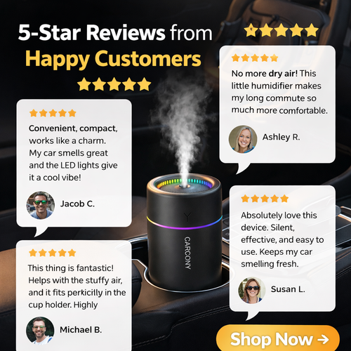 AuraDrive LED Aroma Humidifier – Portable Ultrasonic Car Air Diffuser with Ambient RGB Light