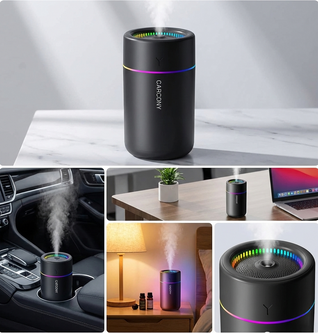 AuraDrive LED Aroma Humidifier – Portable Ultrasonic Car Air Diffuser with Ambient RGB Light